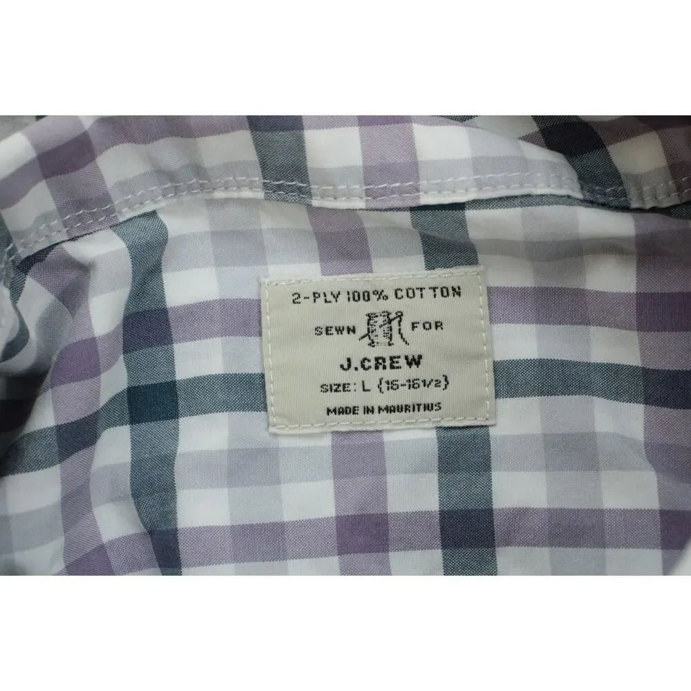 J Crew Shirt Mens Large (16/16.5) Plaid 2 Ply 100% Cotton‎ Button Down